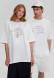 White color mega oversize unisex T-shirt with print "Вибачте..."